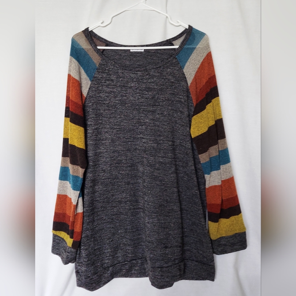 Egs California Striped Sleeve Gray Long Sleeve